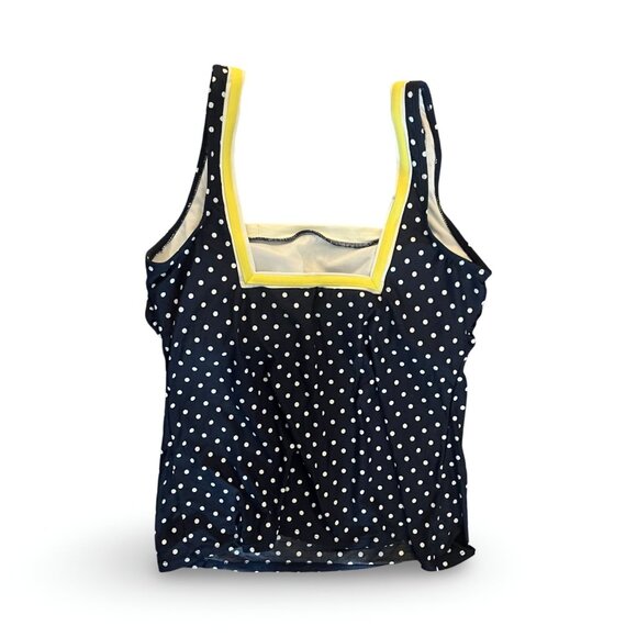 Beach House Women's Built in Padded Bra Tankini Top Blue Polka Dot Size 10 - Picture 2 of 5